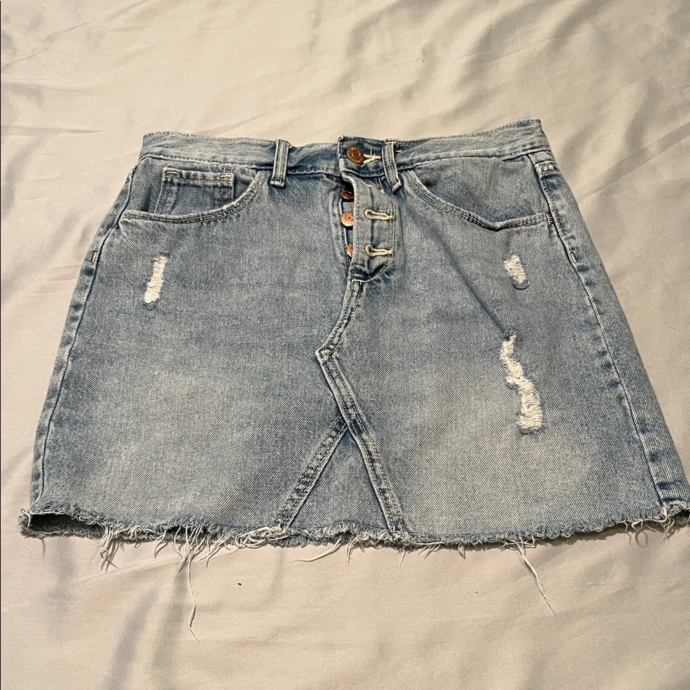 Old Navy Light Blue Distressed Denim Skirt Girls XL (14)